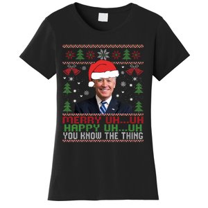 Funny Santa Joe Biden Merry Uh Uh Christmas Ugly Women's T-Shirt