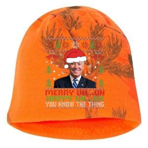 Funny Santa Joe Biden Merry Uh Uh Christmas Ugly Kati - Camo Knit Beanie