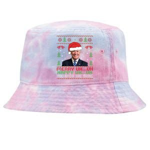 Funny Santa Joe Biden Merry Uh Uh Christmas Ugly Tie-Dyed Bucket Hat