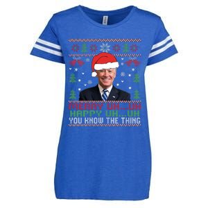 Funny Santa Joe Biden Merry Uh Uh Christmas Ugly Enza Ladies Jersey Football T-Shirt