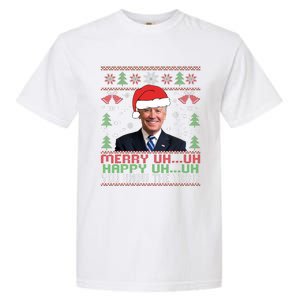 Funny Santa Joe Biden Merry Uh Uh Christmas Ugly Garment-Dyed Heavyweight T-Shirt