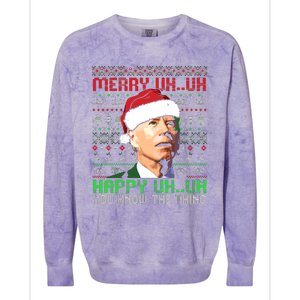 Funny Santa Joe Biden Merry Uh Uh Christmas Ugly Premium Colorblast Crewneck Sweatshirt