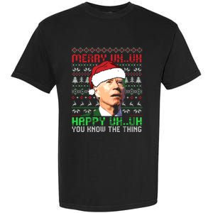 Funny Santa Joe Biden Merry Uh Uh Christmas Ugly Premium Garment-Dyed Heavyweight T-Shirt