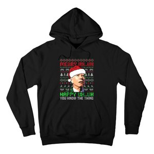 Funny Santa Joe Biden Merry Uh Uh Christmas Ugly Premium Hoodie