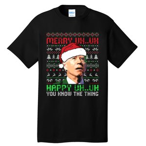 Funny Santa Joe Biden Merry Uh Uh Christmas Ugly Premium Tall T-Shirt