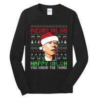 Funny Santa Joe Biden Merry Uh Uh Christmas Ugly Premium Tall Long Sleeve T-Shirt