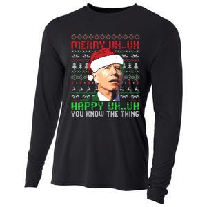 Funny Santa Joe Biden Merry Uh Uh Christmas Ugly Premium Cooling Performance Long Sleeve Crew