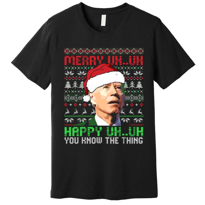 Funny Santa Joe Biden Merry Uh Uh Christmas Ugly Premium Premium T-Shirt