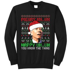 Funny Santa Joe Biden Merry Uh Uh Christmas Ugly Premium Tall Sweatshirt