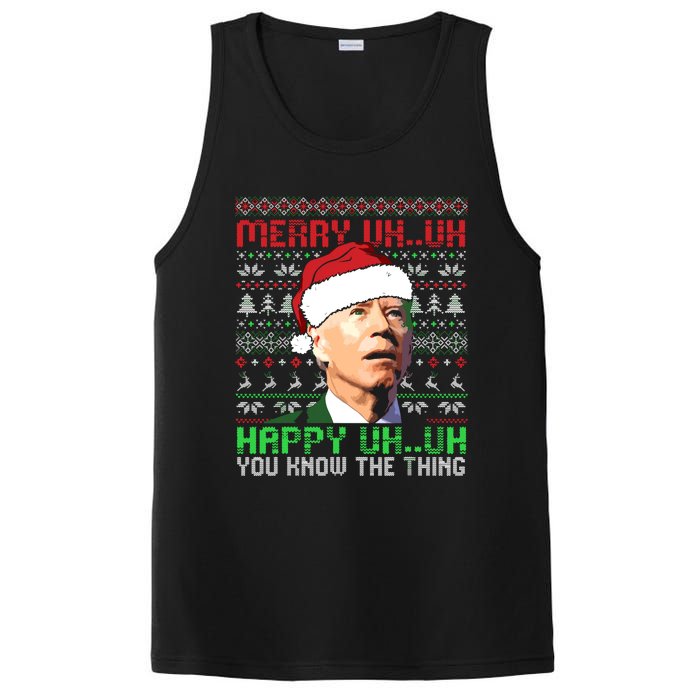 Funny Santa Joe Biden Merry Uh Uh Christmas Ugly Premium PosiCharge Competitor Tank