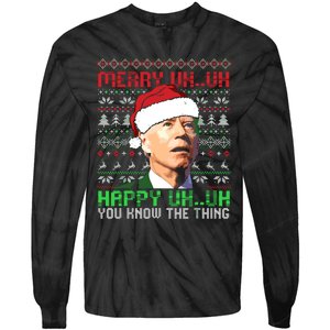 Funny Santa Joe Biden Merry Uh Uh Christmas Ugly Premium Tie-Dye Long Sleeve Shirt