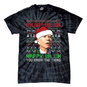 Funny Santa Joe Biden Merry Uh Uh Christmas Ugly Premium Tie-Dye T-Shirt