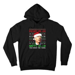 Funny Santa Joe Biden Merry Uh Uh Christmas Ugly Premium Tall Hoodie