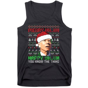 Funny Santa Joe Biden Merry Uh Uh Christmas Ugly Premium Tank Top