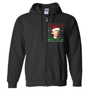 Funny Santa Joe Biden Merry Uh Uh Christmas Ugly Premium Full Zip Hoodie