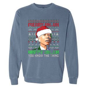 Funny Santa Joe Biden Merry Uh Uh Christmas Ugly Premium Garment-Dyed Sweatshirt