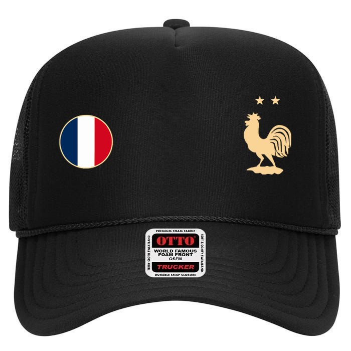 France Soccer Jersey Football Roosters Flag High Crown Mesh Back Trucker Hat