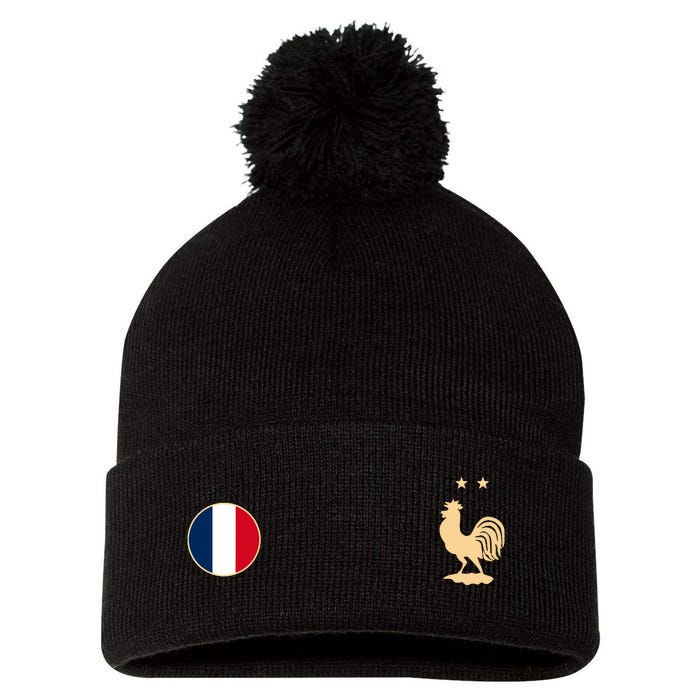 France Soccer Jersey Football Roosters Flag Pom Pom 12in Knit Beanie