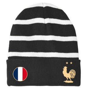 France Soccer Jersey Football Roosters Flag Striped Beanie with Solid Band