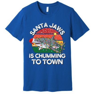 Funny Santa Jaws Shark Christmas Lights Sharkmas Xmas Retro Cute Gift Premium T-Shirt