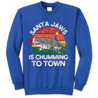 Funny Santa Jaws Shark Christmas Lights Sharkmas Xmas Retro Cute Gift Tall Sweatshirt