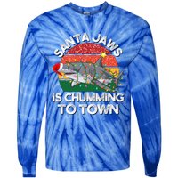 Funny Santa Jaws Shark Christmas Lights Sharkmas Xmas Retro Cute Gift Tie-Dye Long Sleeve Shirt