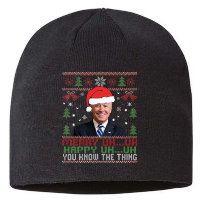 Funny Santa Joe Biden Merry Uh Uh Christmas Ugly Sustainable Beanie