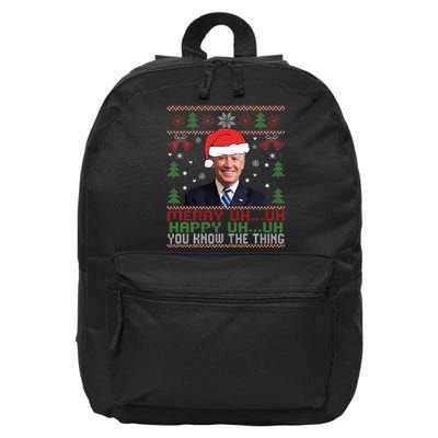 Funny Santa Joe Biden Merry Uh Uh Christmas Ugly 16 in Basic Backpack