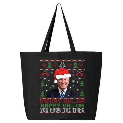 Funny Santa Joe Biden Merry Uh Uh Christmas Ugly 25L Jumbo Tote