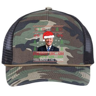 Funny Santa Joe Biden Merry Uh Uh Christmas Ugly Retro Rope Trucker Hat Cap