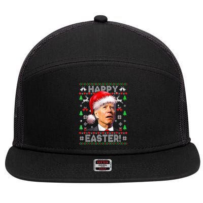 Funny Santa Joe Biden Happy Easter Ugly Christmas  7 Panel Mesh Trucker Snapback Hat