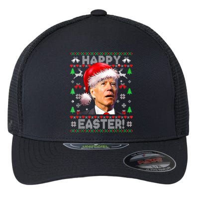 Funny Santa Joe Biden Happy Easter Ugly Christmas  Flexfit Unipanel Trucker Cap