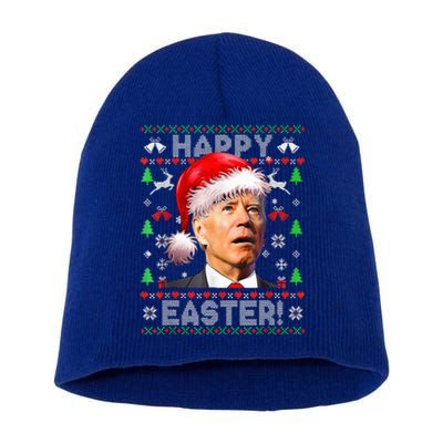 Funny Santa Joe Biden Happy Easter Ugly Christmas  Short Acrylic Beanie