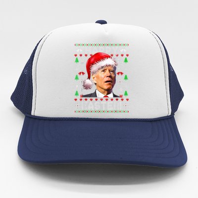 Funny Santa Joe Biden Happy Easter Ugly Christmas  Trucker Hat