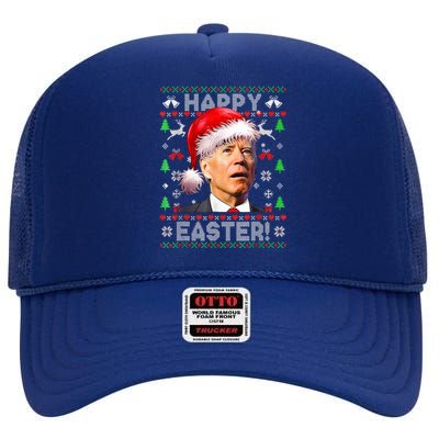 Funny Santa Joe Biden Happy Easter Ugly Christmas  High Crown Mesh Back Trucker Hat