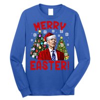 Funny Santa Joe Biden Happy Easter Ugly Christmas Confused Gift Long Sleeve Shirt