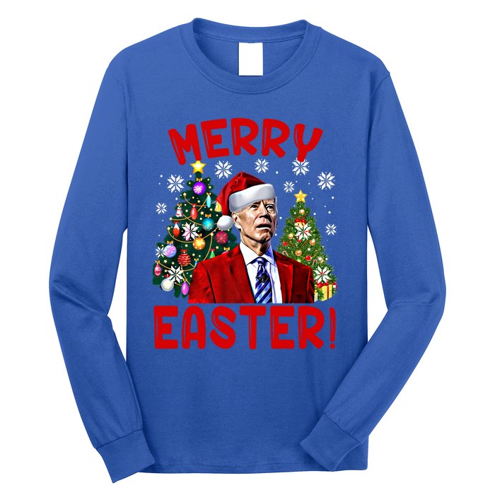 Funny Santa Joe Biden Happy Easter Ugly Christmas Confused Gift Long Sleeve Shirt