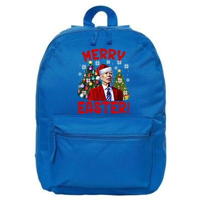 Funny Santa Joe Biden Happy Easter Ugly Christmas Confused Gift 16 in Basic Backpack