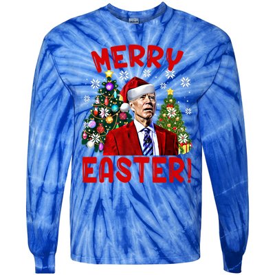 Funny Santa Joe Biden Happy Easter Ugly Christmas Confused Gift Tie-Dye Long Sleeve Shirt