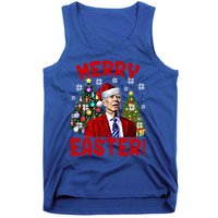 Funny Santa Joe Biden Happy Easter Ugly Christmas Confused Gift Tank Top