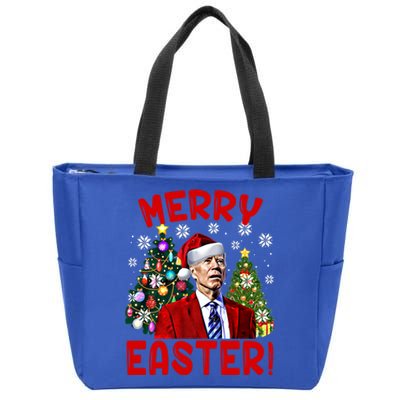 Funny Santa Joe Biden Happy Easter Ugly Christmas Confused Gift Zip Tote Bag