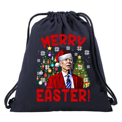 Funny Santa Joe Biden Happy Easter Ugly Christmas Confused Gift Drawstring Bag