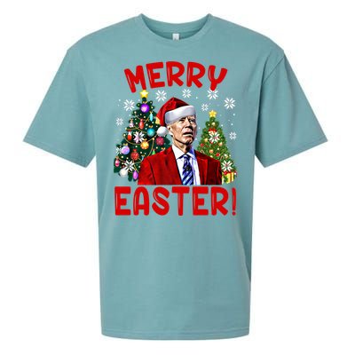 Funny Santa Joe Biden Happy Easter Ugly Christmas Confused Gift Sueded Cloud Jersey T-Shirt