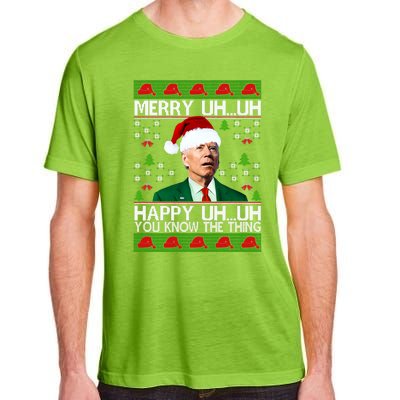 Funny Santa Joe Biden Merry Uh Uh Christmas Ugly Memes Anti Biden Ugly Christmas Adult ChromaSoft Performance T-Shirt