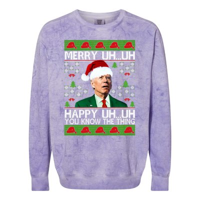 Funny Santa Joe Biden Merry Uh Uh Christmas Ugly Memes Anti Biden Ugly Christmas Colorblast Crewneck Sweatshirt