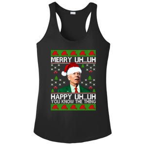 Funny Santa Joe Biden Merry Uh Uh Christmas Ugly Memes Anti Biden Ugly Christmas Ladies PosiCharge Competitor Racerback Tank