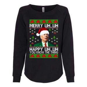 Funny Santa Joe Biden Merry Uh Uh Christmas Ugly Memes Anti Biden Ugly Christmas Womens California Wash Sweatshirt