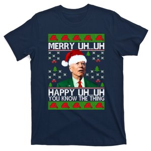 Funny Santa Joe Biden Merry Uh Uh Christmas Ugly Memes Anti Biden Ugly Christmas T-Shirt