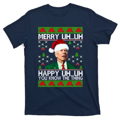 Funny Santa Joe Biden Merry Uh Uh Christmas Ugly Memes Anti Biden Ugly Christmas T-Shirt