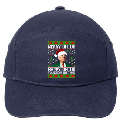 Funny Santa Joe Biden Merry Uh Uh Christmas Ugly Memes Anti Biden Ugly Christmas 7-Panel Snapback Hat